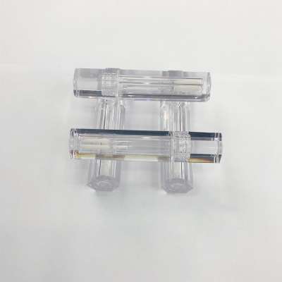 Eco-friendly 4g clear hexagon empty lip gloss tube container, liquid lipstick tube with brush