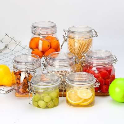 80ml 120ml 150ml 200ml 350ml 400ml 450ml 600ml 750ml 1000ml 1500ml  cosmetic plastic clip top airtight pet kilner jar